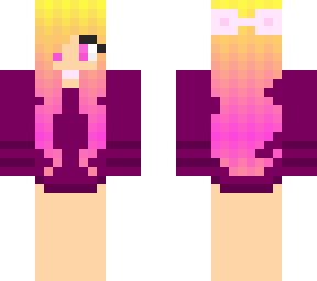 pink & yellow hair with violot velvet dress