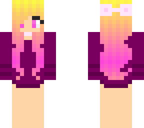 pink & yellow hair with violot velvet dress