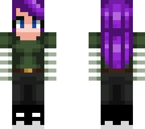 telise green striped shirt purple hair
