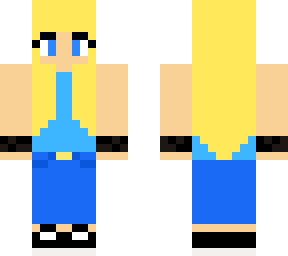 blond girl with blue outfit and headphones