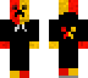 red x yellow creeper with a hoodie