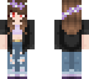 brown hair flower crown riped jeans girl