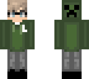 blond l boy with green creeper hoodie
