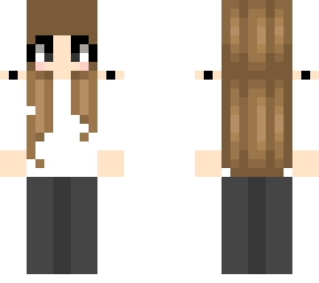 cinnamon hair girl with white top and black pants