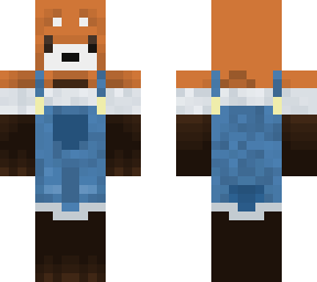 red panda with overalls