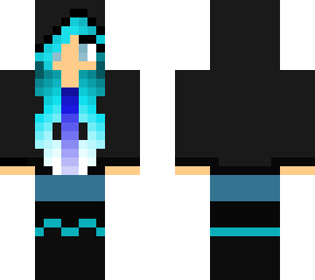 blue hair black hood