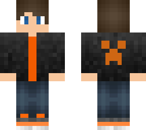 orange shirt with black leather jacket