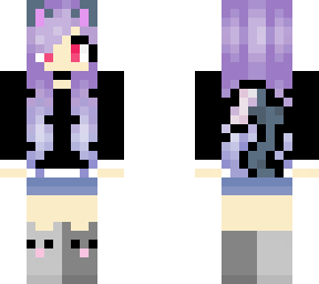 purple hair cat girl