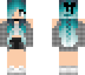 blue haired wolf girl