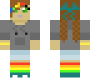 girl - rainbow with grey hoodie