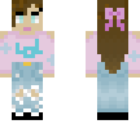 brown-haired girl with ripped jeans.
