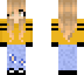 hufflepuff girl with blonde hair and ripped jeans.
