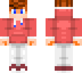 boy with red hoodie and white pants