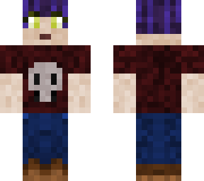 purple hair, red skull kid