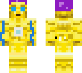yellow guy with purple hat