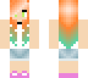 orange haired girl with green gradient