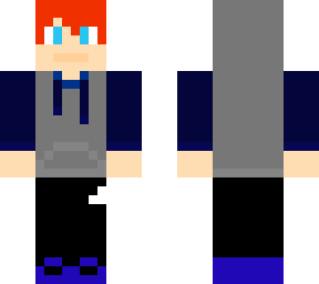 ginger with navy blue hoodie