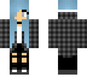 blue hair plaid girl
