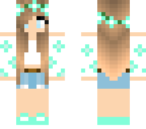 teal girl with teal flower crown
