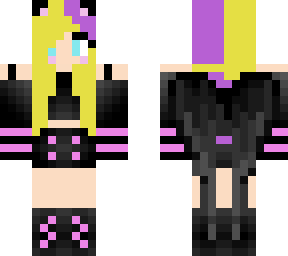 blond pink goth cat girl with wings