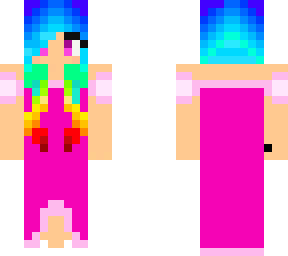 rainbow haired princess in pink
