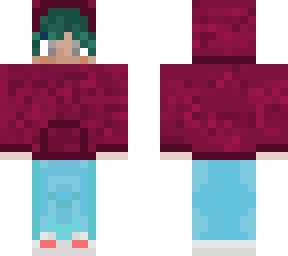 red hoodie guy  (green hair)
