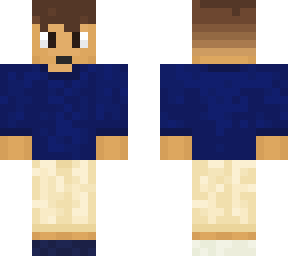 boy with brown hair, a blue sweater, chinos and espadrilles.