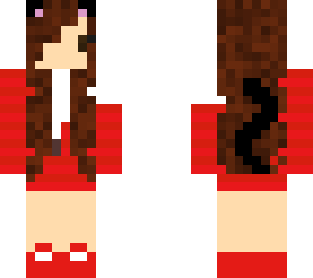 cat girl w oversized red jacket and white shirt