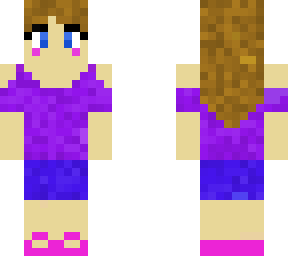purple shirt blue skirt
