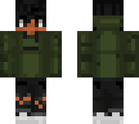 brown skin boy w/ olive green hoodie & black joggers
