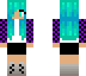 teenage girl with checkered sleeves