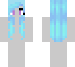 grey girl with blue hair