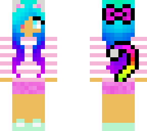 cute rainbow hair'd cat girl