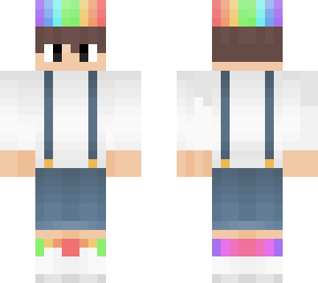 boy with rainbow hat and overalls