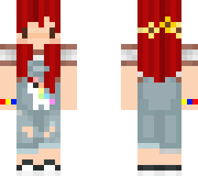 red head with overalls