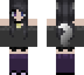 i put clothes on this black hair w/ wolf ears and tail