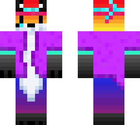 rainbow fox  pink,cyan headband and purple jacket
