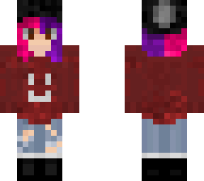 pink and purple hair with black beanie