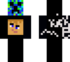 blue and green creeper with standard human face and kick me sign