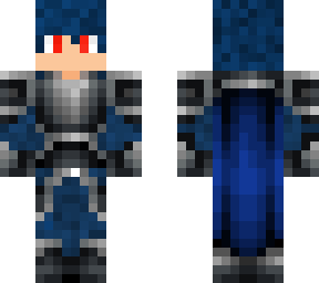 blue armor human with blue cape