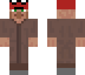 villager with spiderman mask on head