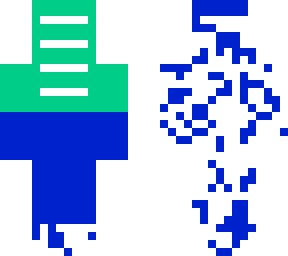 blue green guy with dotted back