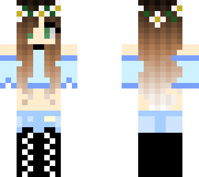 blue girl w/ white gloves on and shorts.