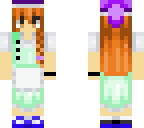 brown-haired girl with green clothes