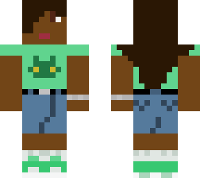 frog shirt and skirt (long hair)