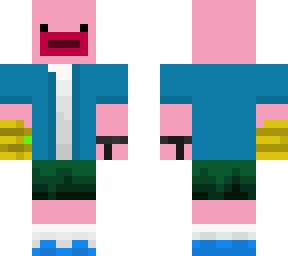 pink guy with web shooters and infinity guantlet