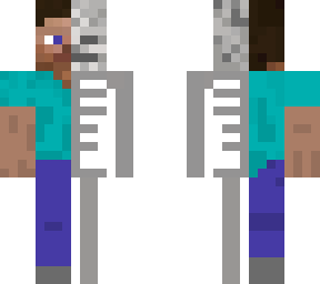 Half Skeleton Half Steve Minecraft Skin