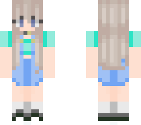 turquoise overalls kelp girl