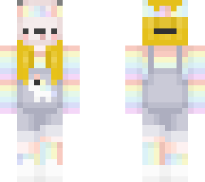 cute rainbow girl with overalls blond