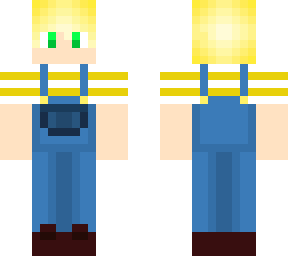 blond boy with overalls